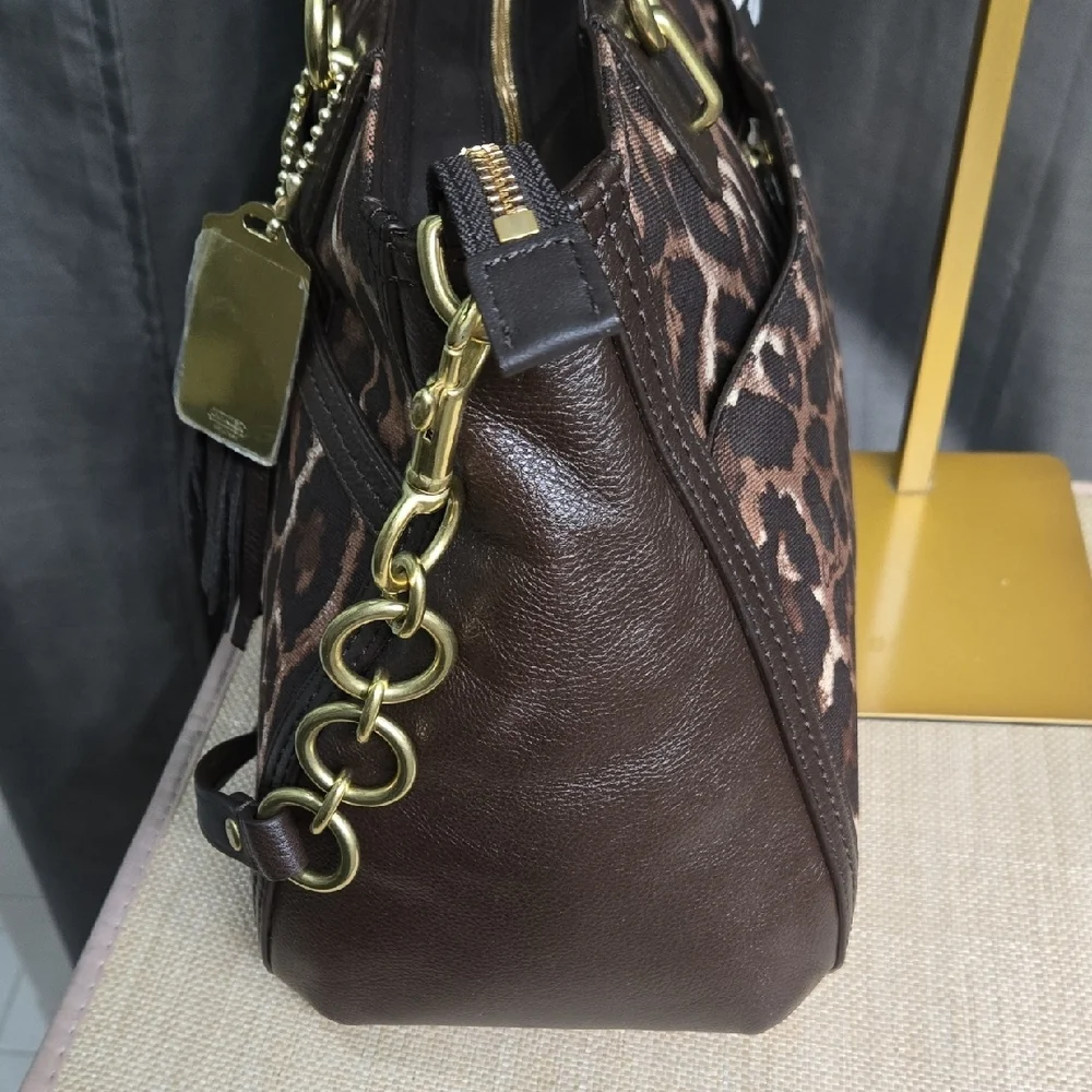 Coach Brown Leopard Print Shoulder Bag, large & Beautiful